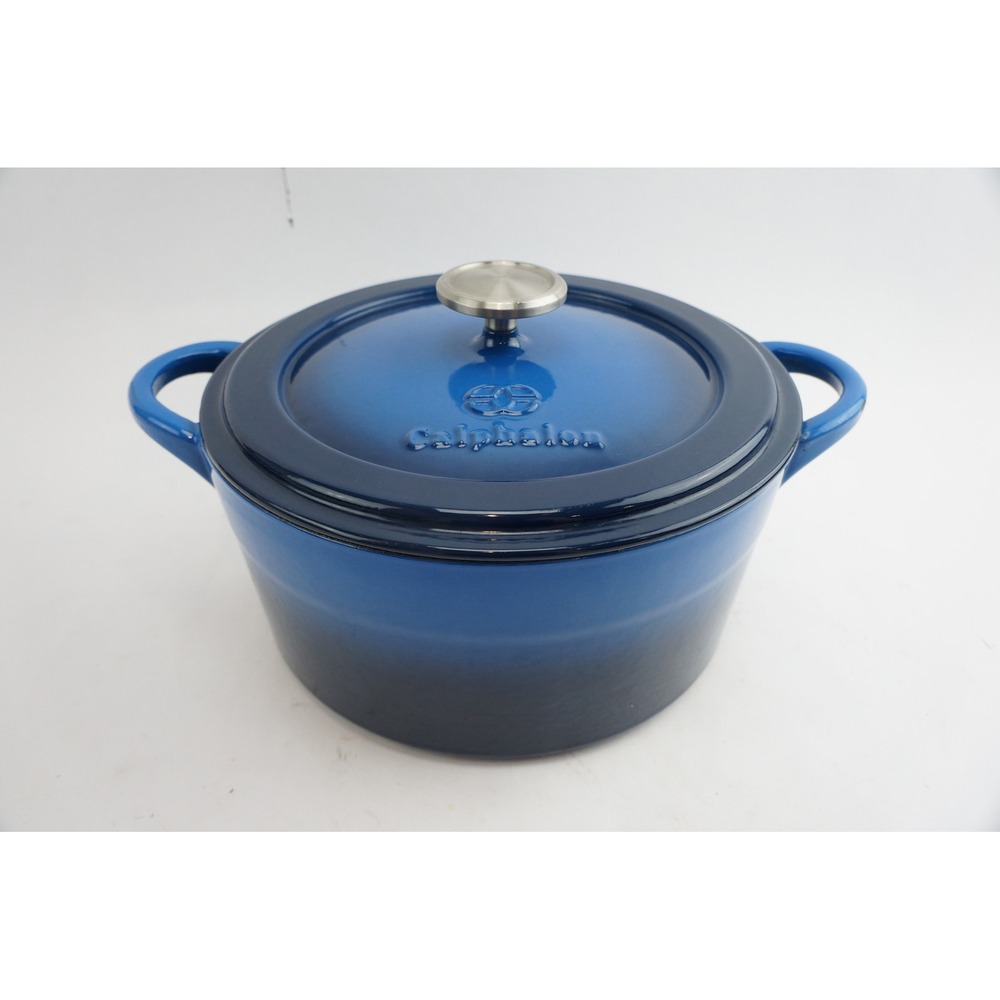 Calphalon Dutch Oven 5qt Blue Ombre Enamel Cast Iron Pot With Lid Fair